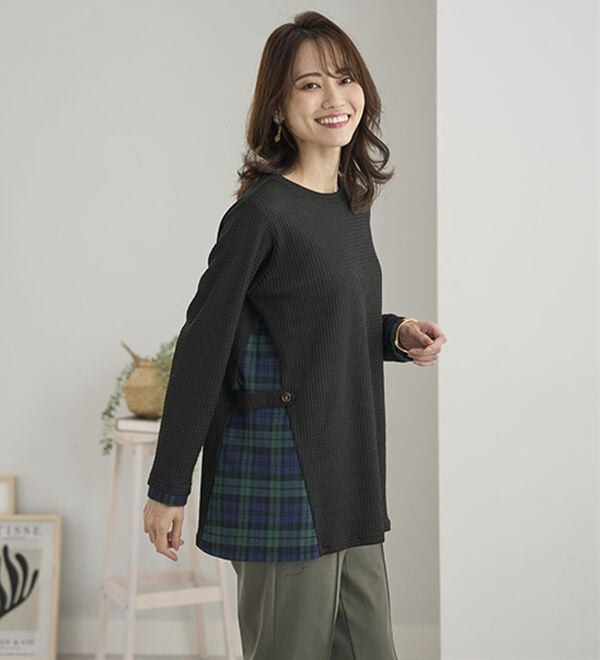 BELLUNA（ベルーナ）の「異素材重ね着風チュニック（チュニック）」｜詳細画像