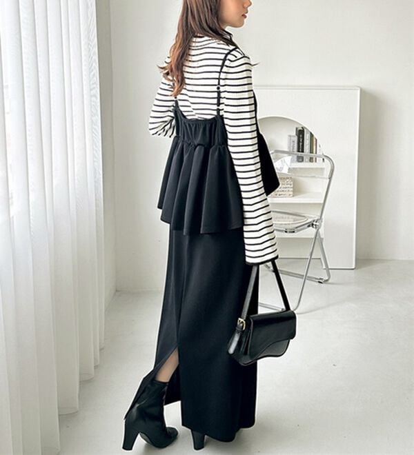 GeeRA（ジーラ）の「楽ちん！ペプラムキャミワンピース（カットソーワンピース）」｜詳細画像