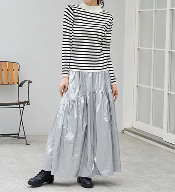RANAN（ラナン）の「メタリックラウンドティアードスカート（ロングスカート）」｜詳細画像
