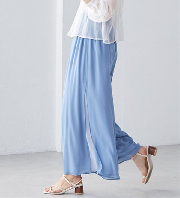 RANAN（ラナン）の「ひんやり！サイドスリットシフォンパンツ（フルレングスパンツ）」｜詳細画像