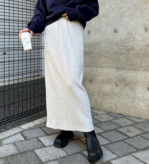 GeeRA（ジーラ）の「【着回し力◎】楽ちんすっきり見え！リブロングスカート（ロングスカート）」｜詳細画像