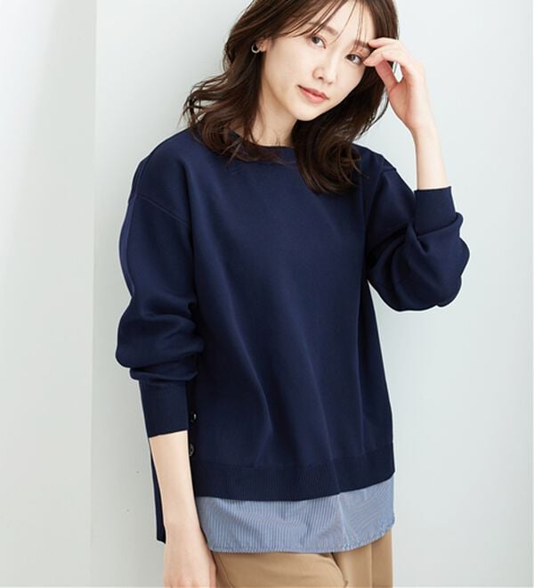 BELLUNA（ベルーナ）の「裾ボタン重ね着風ニットプルオーバー（ニット・セーター）」｜詳細画像