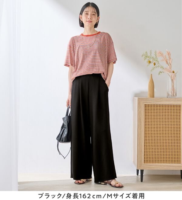 Viola e Viola（ヴィオラ エ ヴィオラ）の「ひんやり！なめらかダンボールワイドパンツ（ワイドパンツ・ガウチョ）」｜詳細画像