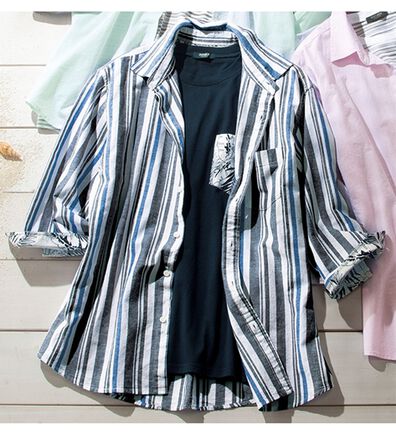 「ひんやり綿麻即戦力アンサンブルセット（メンズシャツ）」