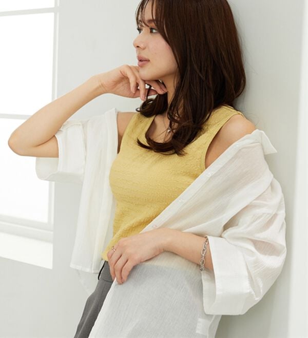 BELLUNA（ベルーナ）の「ジャカード素材カップ付タンクトップ（タンクトップ・キャミソール）」｜詳細画像