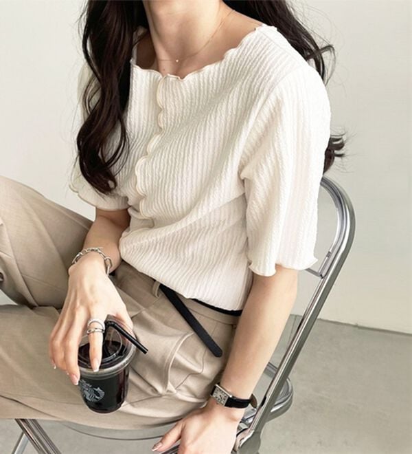 GeeRA（ジーラ）の「前後２ＷＡＹ配色メロー５分袖カットソー（カットソー）」｜詳細画像