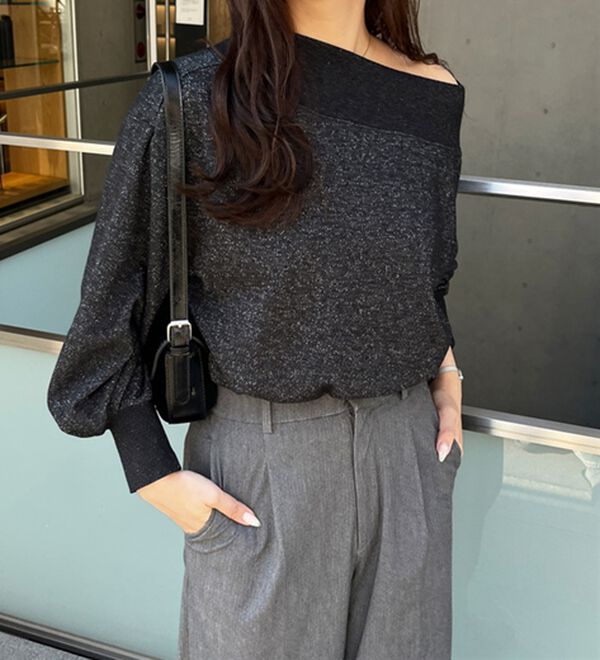 GeeRA（ジーラ）の「ラメオフショルスウェット（カットソー）」｜詳細画像