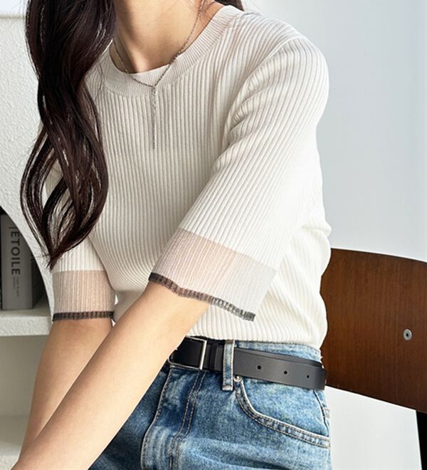 GeeRA（ジーラ）の「『ドラマ着用商品』 袖口シアーリブニット（ニット・セーター）」｜詳細画像