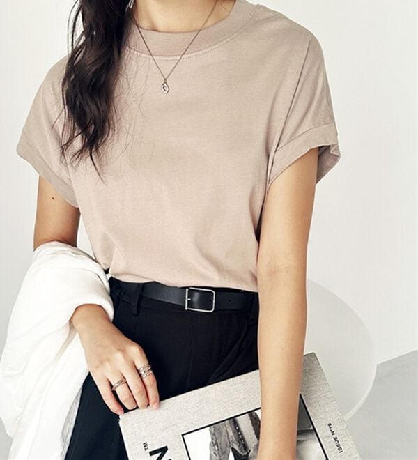 GeeRA（ジーラ）の「綿１００％フレンチスリーブチュニックＴシャツ（カットソー）」｜詳細画像