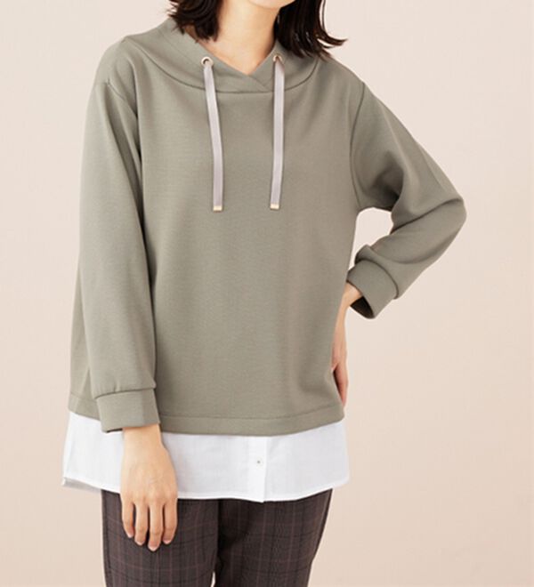 BELLUNA（ベルーナ）の「ワイドネックデザインシャツ切替チュニック（チュニック）」｜詳細画像