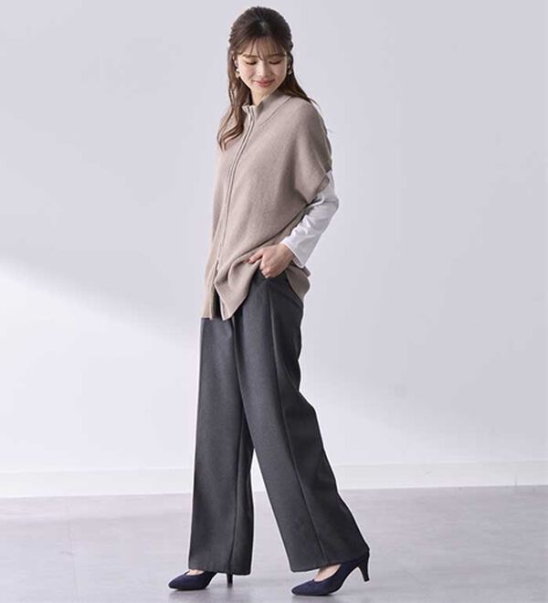 BELLUNA（ベルーナ）の「静電気防止加工！タックデザインワイドパンツ（ワイドパンツ・ガウチョ）」｜詳細画像