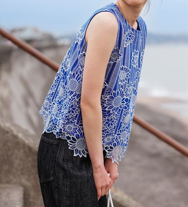 RANAN（ラナン）の「ひんやり！レース使いプルオーバー（ブラウス）」｜詳細画像