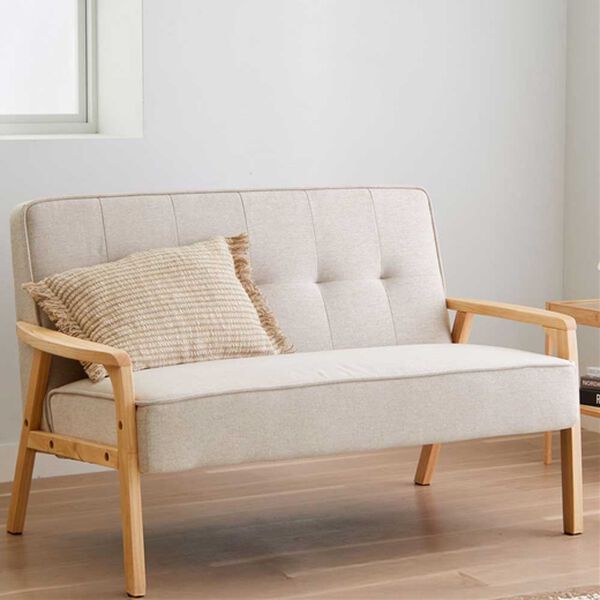 iellio（イエリオ）の「天然木フレームコンパクトソファＡｒｅｕｍ＜１人掛・２人掛＞（ソファ）」｜ベージュ