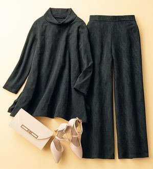 ルフラン（ルフラン）の「ジャカード素材セットアップ＜アルベナ＞（セットアップ）」｜黒