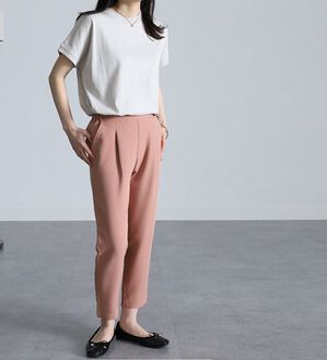 RANAN（ラナン）の「美脚シルエットクロップドパンツ（フルレングスパンツ）」｜サーモンピンク