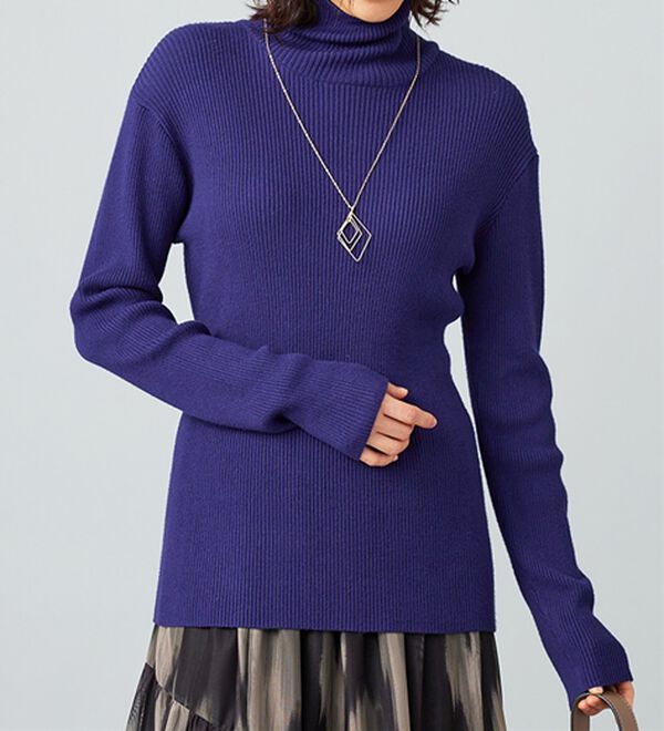 【おおらか】everyone タートルネックリブニット 高レビュー/洗える/S-3L】ちくちくしにくい なめらか リブタートル