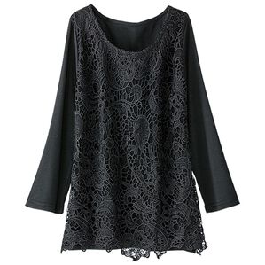 BELLUNA（ベルーナ）の「こっそり汗対策！抗菌消臭ケミカルレース使いプルオーバー（カットソー）」｜黒