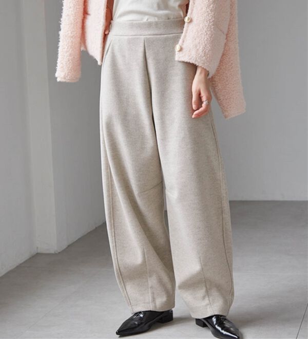 RANAN（ラナン）の「フェイクウールバレルレッグカーブパンツ（フルレングスパンツ）」｜詳細画像