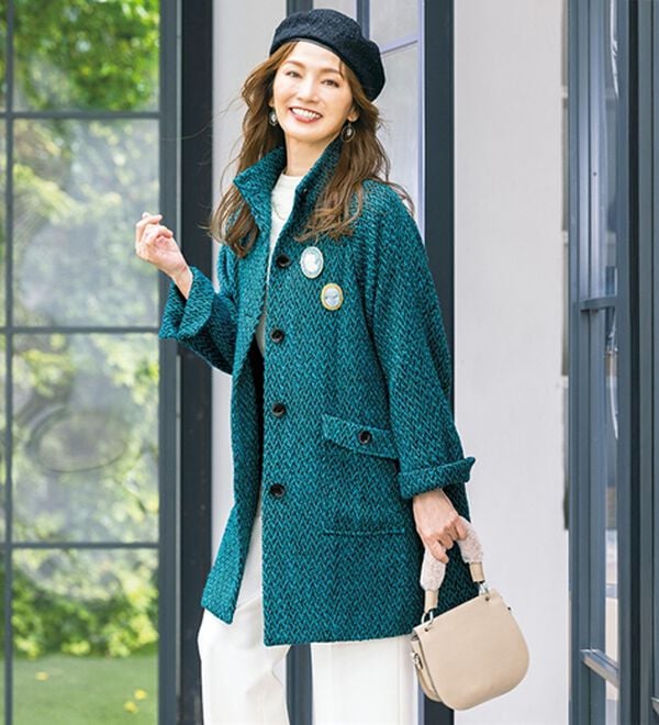 ルフラン（ルフラン）の「＜ｆｕ－ｕ＞ウール１００％スタンドデザインコート（ロングコート）」｜詳細画像