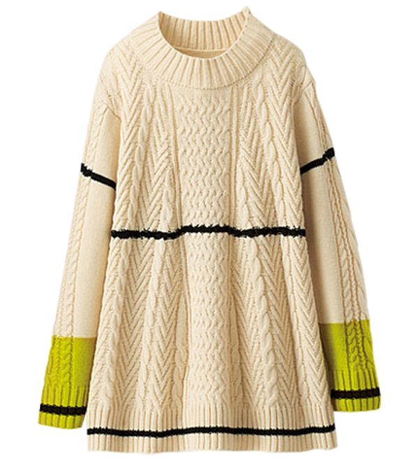 BELLUNA（ベルーナ）の「配色使いケーブル柄フレアーチュニック（チュニック）」｜詳細画像