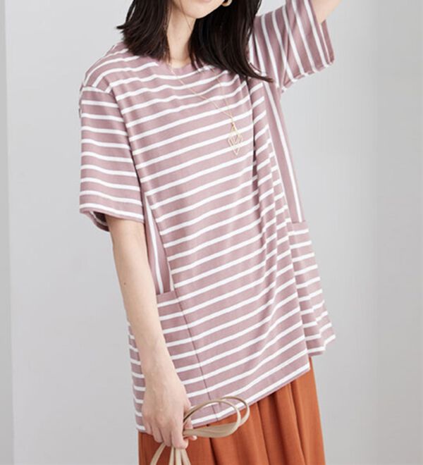 売約済ポケット付 ボーダーチュニック