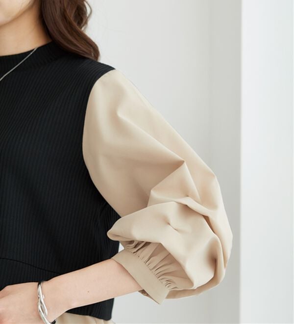 BELLUNA（ベルーナ）の「異素材切替袖タックデザインチュニック（チュニック）」｜詳細画像