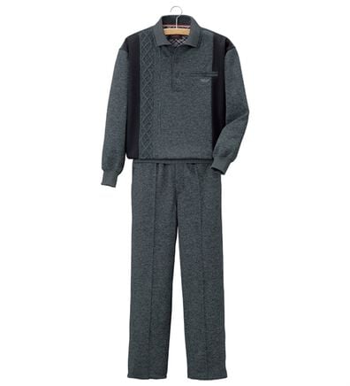 「上品さにこだわる紳士のポロ衿ホームスーツ（メンズルームウェア）」