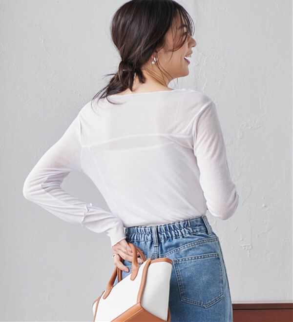 RANAN（ラナン）の「ギャザーデザインシアーTシャツ（Tシャツ）」｜詳細画像