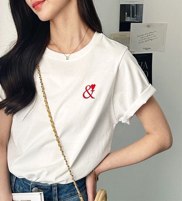 GeeRA（ジーラ）の「アンドハート刺しゅうＴシャツ（Tシャツ）」｜詳細画像