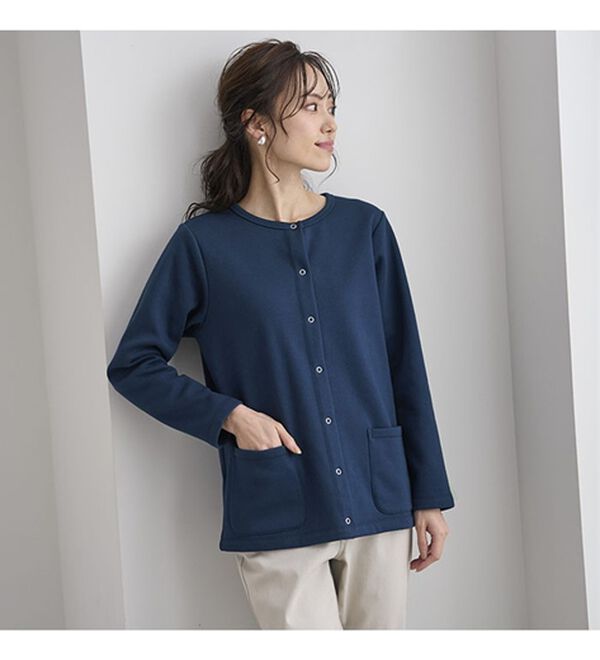 BELLUNA（ベルーナ）の「パチパチしにくい！静電気防止裏フリース配色カーディガン（その他カーディガン）」｜詳細画像