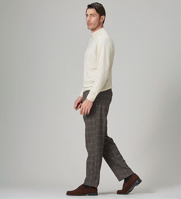 「＜コムルヴァン・オム＞チェック柄グッとラクパンツ（メンズフルレングスパンツ）」｜詳細画像