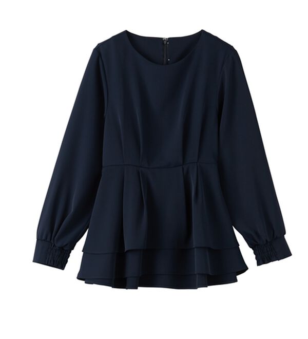 RANAN（ラナン）の「【２点セット】洗える！バックパール調ペプラムチュニックセットアップ（パンツスーツ）」｜詳細画像