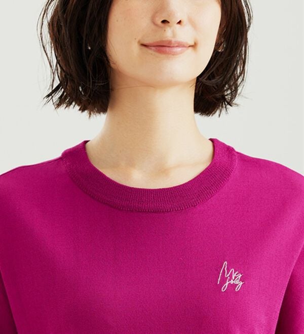 BELLUNA（ベルーナ）の「【快適Ｌａｂ．】シャリ冷！洗える多機能フレンチ袖ニットＴシャツ（ニット・セーター）」｜詳細画像