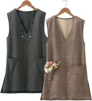 LAVIENNE（ラヴィエンヌ）の「【２枚組】お洒落に着映える♪ベスト風エプロン（エプロン）」｜詳細画像