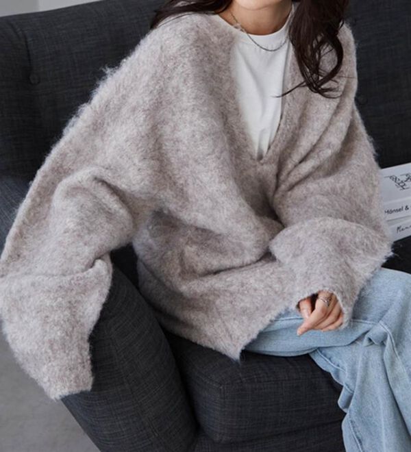 RANAN（ラナン）の「ディープキーネックシャギーニット（ニット・セーター）」｜詳細画像