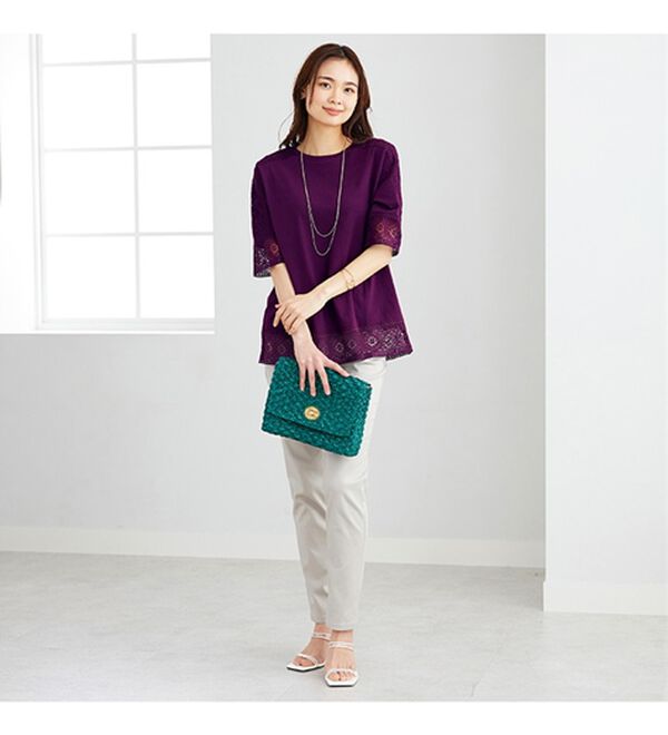 BELLUNA（ベルーナ）の「花柄レース使いデザインプルオーバー（カットソー）」｜詳細画像