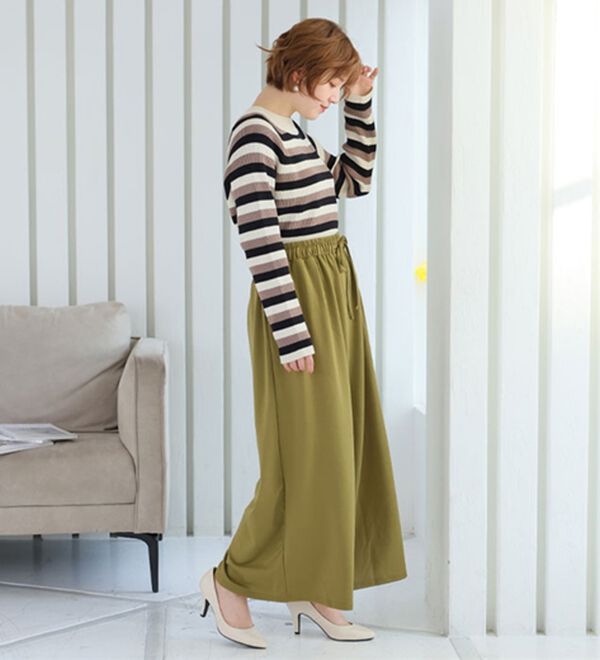 A HAPPY MARILYN（アハッピーマリリン）の「【Ｌ～８Ｌ】選べる身長別＆デザイン　ゆるっと楽ちん　ミニ裏毛　フレアスカート＆ワイドパンツ（ワイドパンツ・ガウチョ）」｜詳細画像