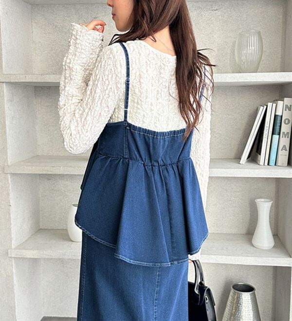 GeeRA（ジーラ）の「楽ちん！デニムペプラムキャミワンピース（その他ワンピース）」｜詳細画像