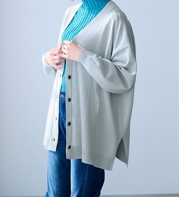 RANAN（ラナン）の「洗える！キレイ見え！ワイドシルエットＶネックカーディガン（ニットカーディガン）」｜詳細画像