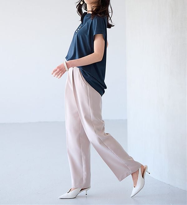 RANAN（ラナン）の「【選べる２丈】機能付！美脚シルエットセンタープレスワイドパンツ（フルレングスパンツ）」｜詳細画像