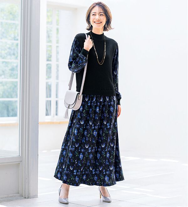 ルフラン（ルフラン）の「＜ｐｌａｎｔｉｃａ＞ニットドッキングワンピ（ニットワンピース）」｜黒系