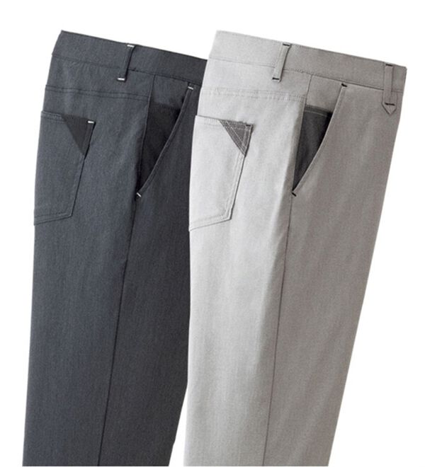 「【２本組】夏のオトナの杢調モノトーンパンツ（メンズフルレングスパンツ）」｜詳細画像