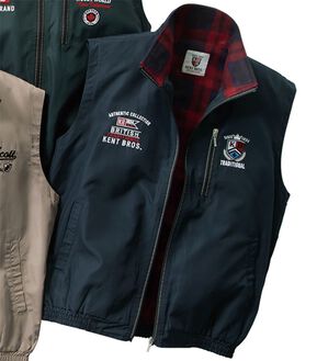 「ブランドデザイン裏フリースベスト（メンズベスト）」｜ネイビー