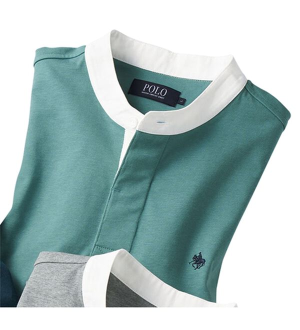 「＜ポロ・ビーシーエス＞スタンドラガーＴシャツ（メンズカットソー）」｜アッシュミント