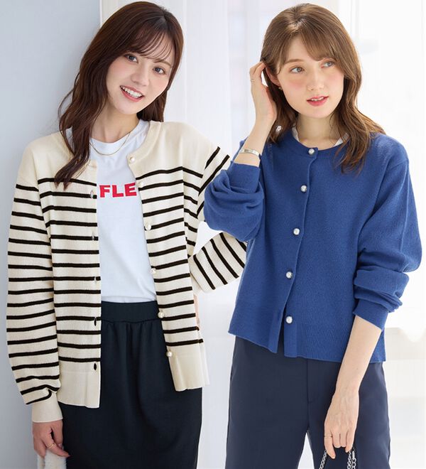 alotta（アロッタ）の「＜選べる２丈＞洗える！パール調ボタンゆるニットカーディガン（ニットカーディガン）」｜詳細画像