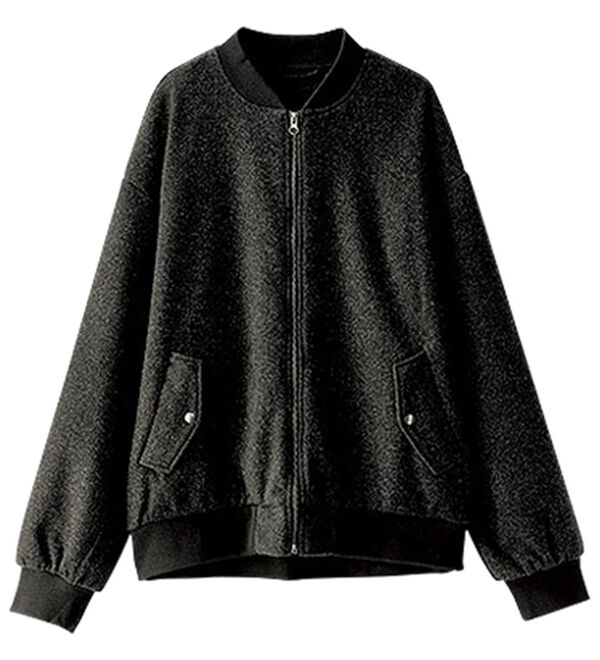 BELLUNA（ベルーナ）の「ウール調素材リブ切替ブルゾン（ブルゾン）」｜詳細画像