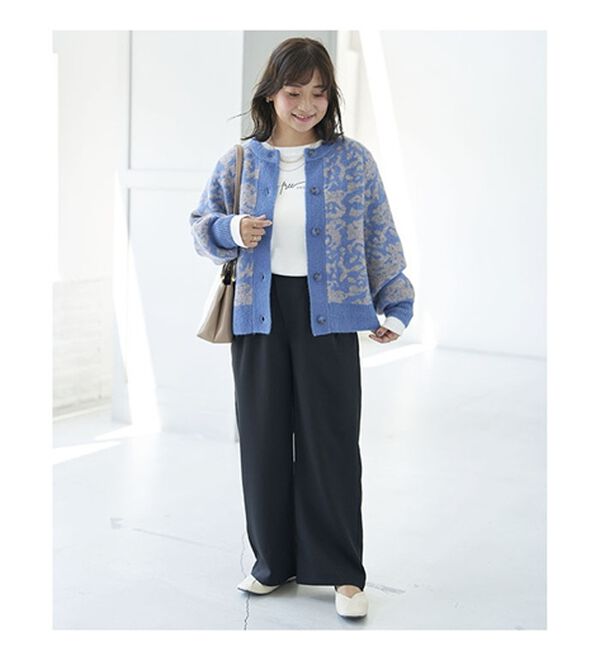 BELLUNA（ベルーナ）の「配色ジャカードニットショートカーディガン（ニットカーディガン）」｜詳細画像