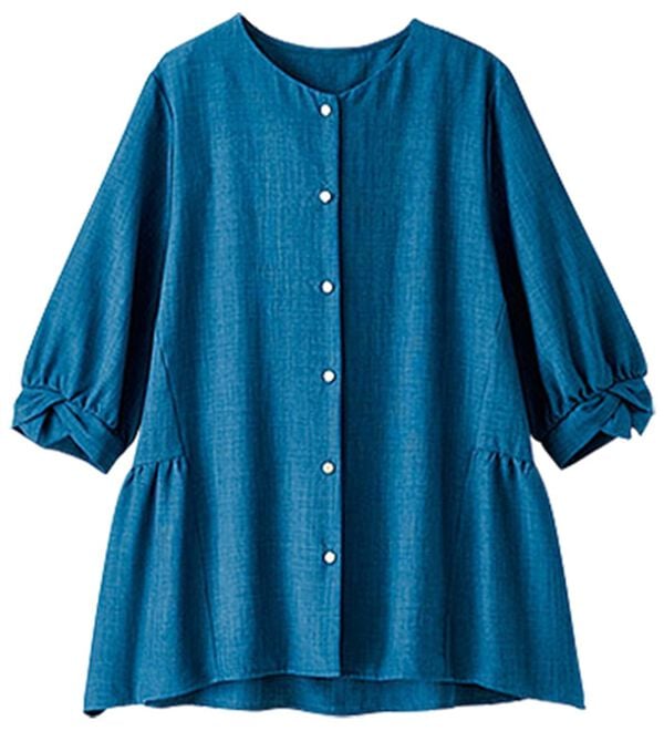 BELLUNA（ベルーナ）の「サラリ麻調素材袖リボンペプラムブラウス（ブラウス）」｜詳細画像