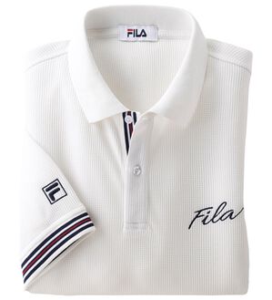 「＜フィラ＞キシリトール加工ワッフルデザインポロ（メンズポロシャツ）」｜ホワイト