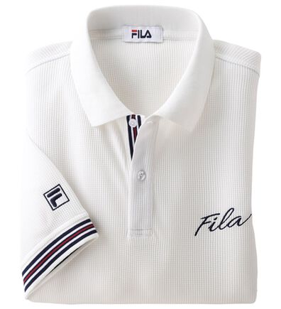 「＜フィラ＞キシリトール加工ワッフルデザインポロ（メンズポロシャツ）」